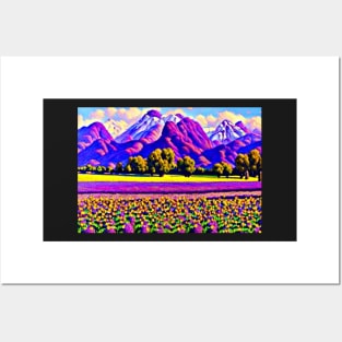 Purple Mountains Majesty - Purple Aesthetic Landscape Painting Posters and Art